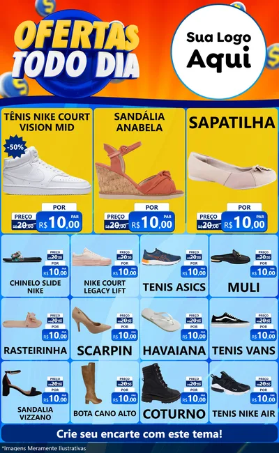 Modelo de Encarte para Encarte Grande com o tema Ofertas Todo Dia para Calçados