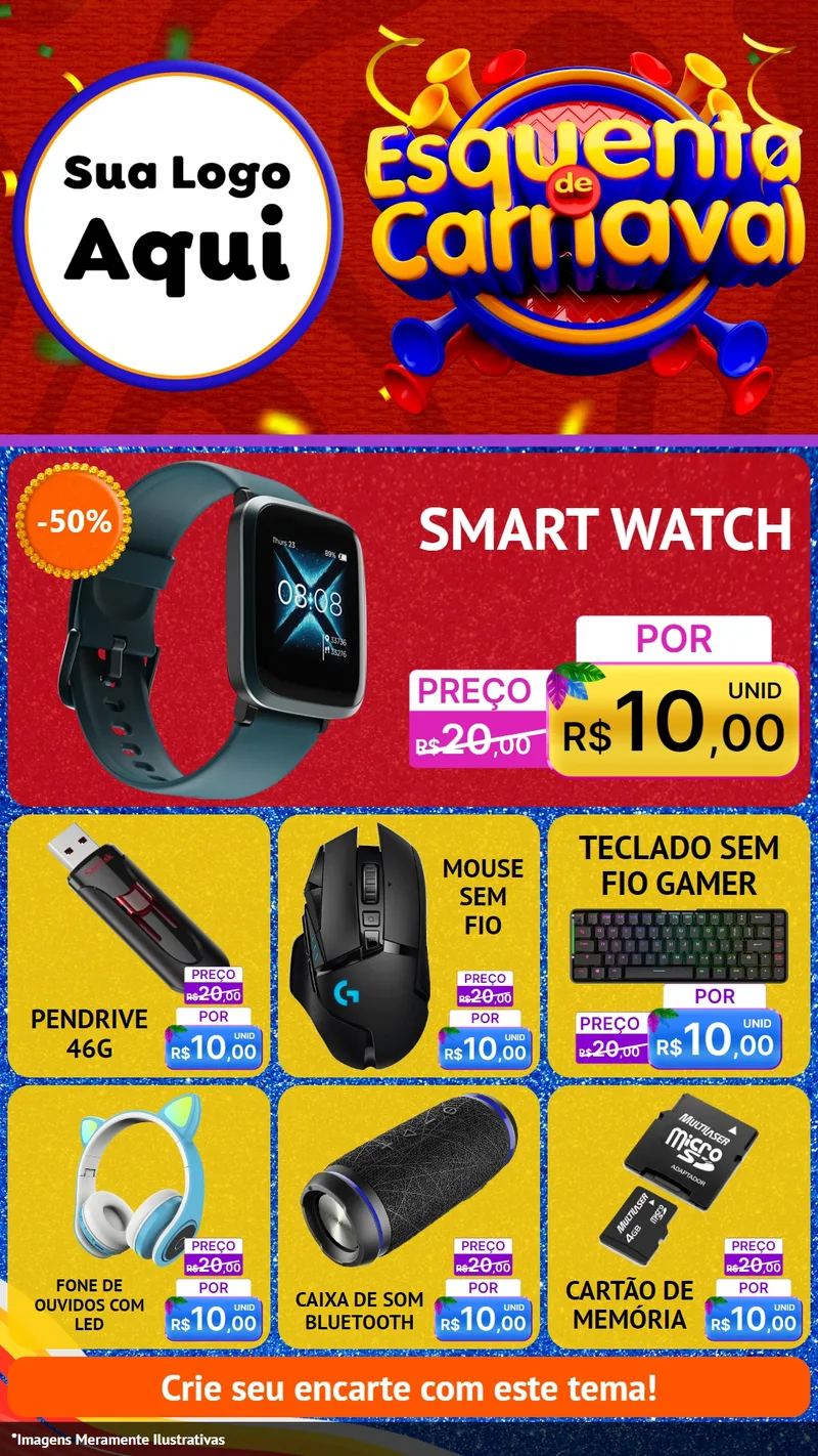 Modelo de Rede Social para Stories com o tema Esquenta de Carnaval para Informática
