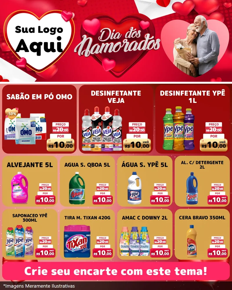 Modelo de Rede Social para Feed Instagram com o tema Dia Dos Namorados para Produtos de Limpeza
