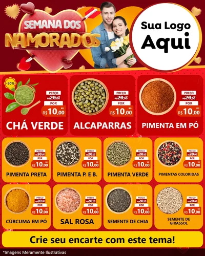 Modelo de Rede Social para Feed Instagram com o tema Semana dos Namorados para Produtos Naturais