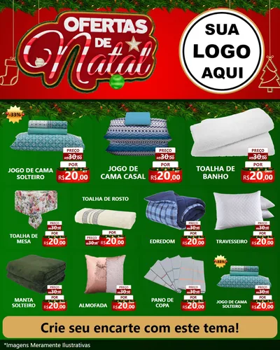 Modelo de Rede Social para Feed Instagram com o tema Ofertas de Natal para Cama, Mesa e Banho