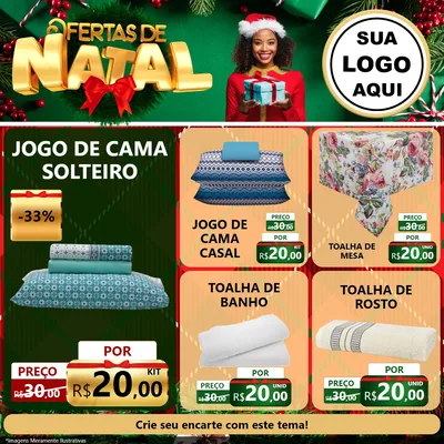 Modelo de Rede Social para Feed Facebook com o tema Ofertas de Natal para Cama, Mesa e Banho