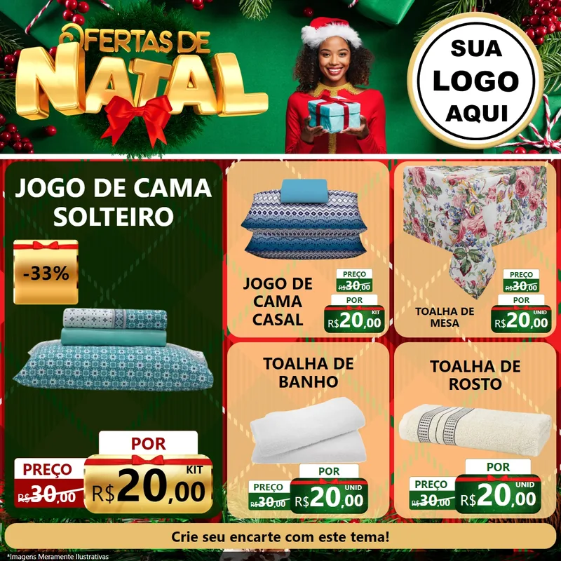 Modelo de Rede Social para Feed Facebook com o tema Ofertas de Natal para Cama, Mesa e Banho