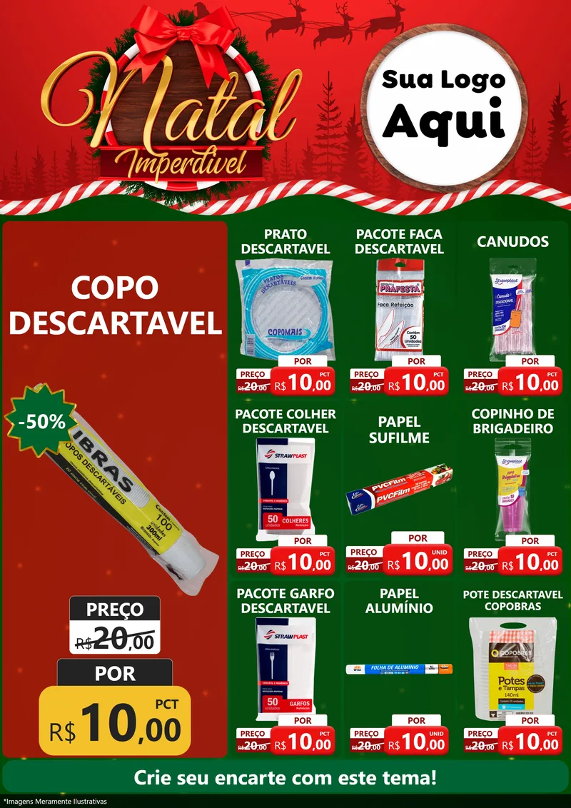 Modelo de Encarte para Encarte A4 Vertical com o tema Natal Imperdível para Embalagens