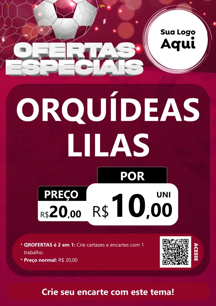 Modelo de Cartaz para Cartaz A4 Vertical com o tema Ofertas Especiais - Futebol para Floricultura e jardim