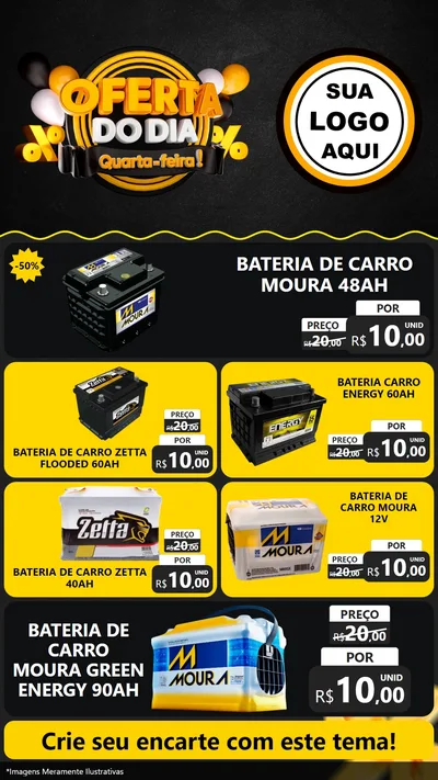 Modelo de TV para TV Vertical com o tema Oferta do Dia - Quarta Feira! para Baterias Elétricas