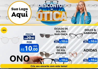 Modelo de Encarte para Encarte A4 Horizontal com o tema Descontos da Ótica para Óticas