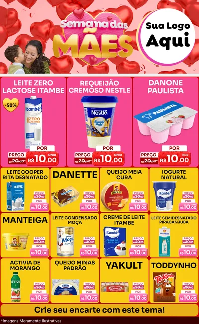 Modelo de Encarte para Encarte Grande com o tema Semana Das Mães para Frios e Laticínios