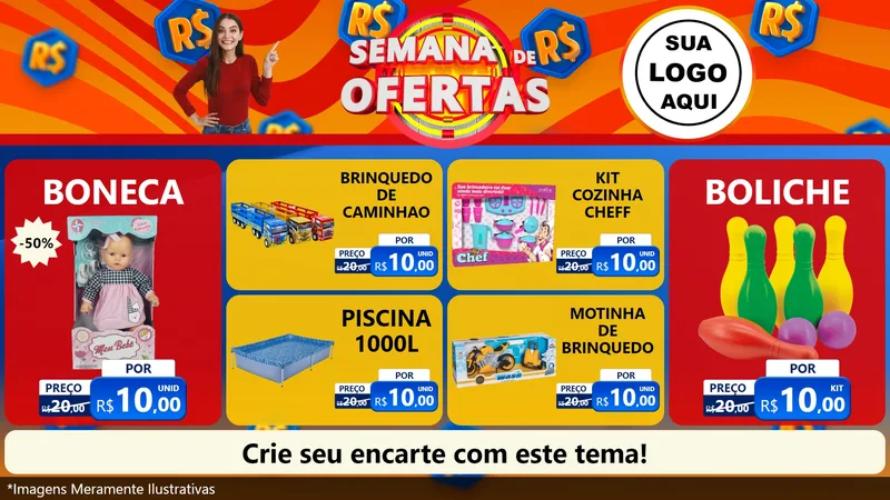 Modelo de TV para TV Horizontal com o tema Semana de Ofertas para Brinquedos