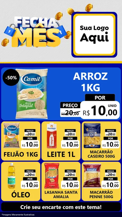 Modelo de Rede Social para Stories com o tema Fecha Mês para Supermercado