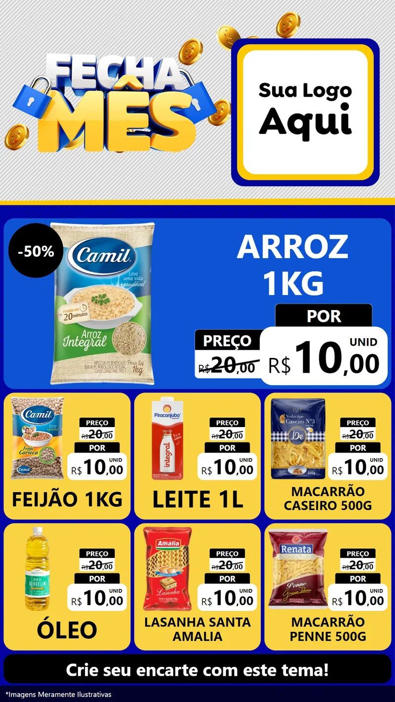 Modelo de Rede Social para Stories com o tema Fecha Mês para Supermercado