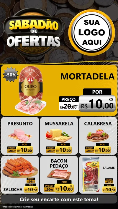 Modelo de Rede Social para Stories com o tema Sabadão de Ofertas para Frios e Laticínios