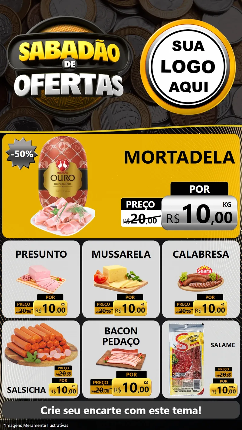 Modelo de Rede Social para Stories com o tema Sabadão de Ofertas para Frios e Laticínios