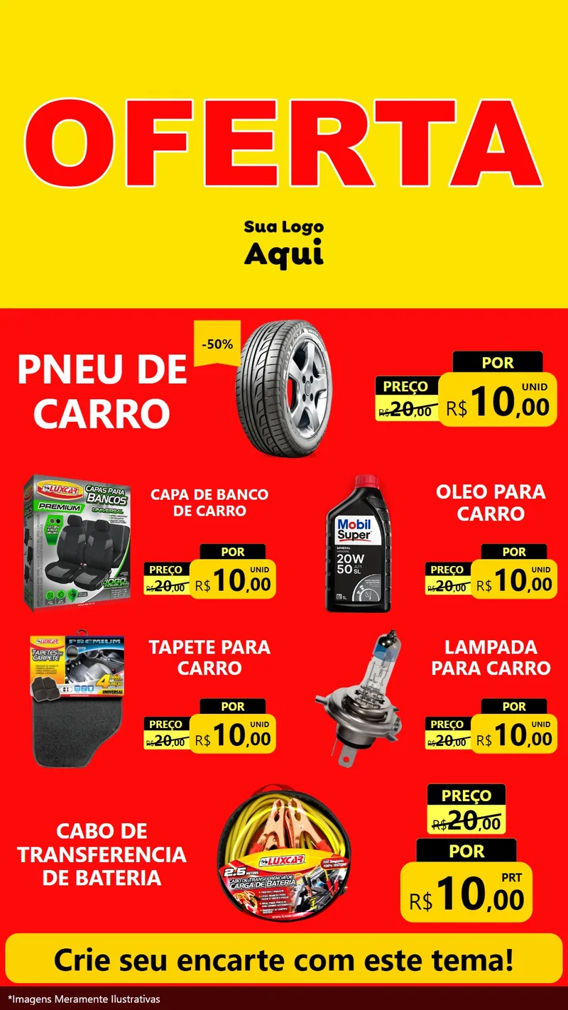 Modelo de TV para TV Vertical com o tema OFERTA - Vermelho Cartaz para Auto peças