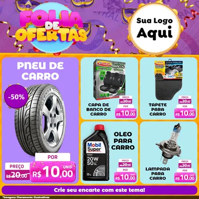 Modelo de Rede Social para Feed Facebook com o tema Folia de Ofertas para Auto peças
