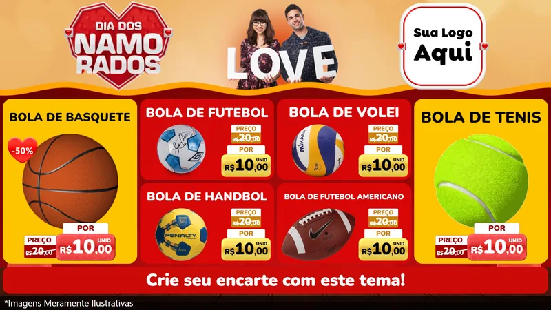 Modelo de TV para TV Horizontal com o tema Dia dos Namorados para Artigos Esportivos