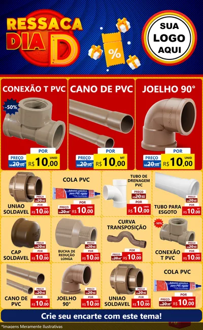 Modelo de Encarte para Encarte Grande com o tema Ressaca Dia D para Tubos e conexões