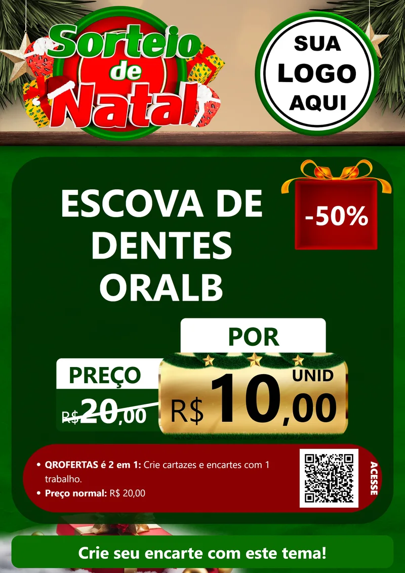 Modelo de Cartaz para Cartaz A4 Vertical com o tema Sorteio de Natal para Higiene Pessoal