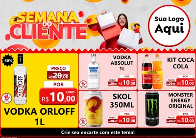 Modelo de Encarte para Encarte A4 Horizontal com o tema Semana do Cliente para Distribuidora de bebidas