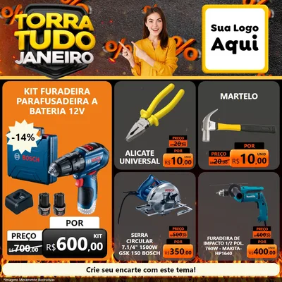 Modelo de Rede Social para Feed Facebook com o tema Torra Tudo Janeiro para Maquinas e Ferramentas