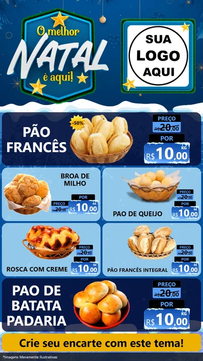 Modelo de TV para TV Vertical com o tema O Melhor Natal É Aqui! para Padaria