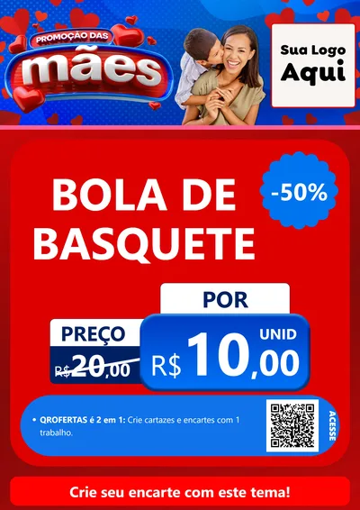 Modelo de Cartaz para Cartaz A4 Vertical com o tema Promoção das Mães para Artigos Esportivos