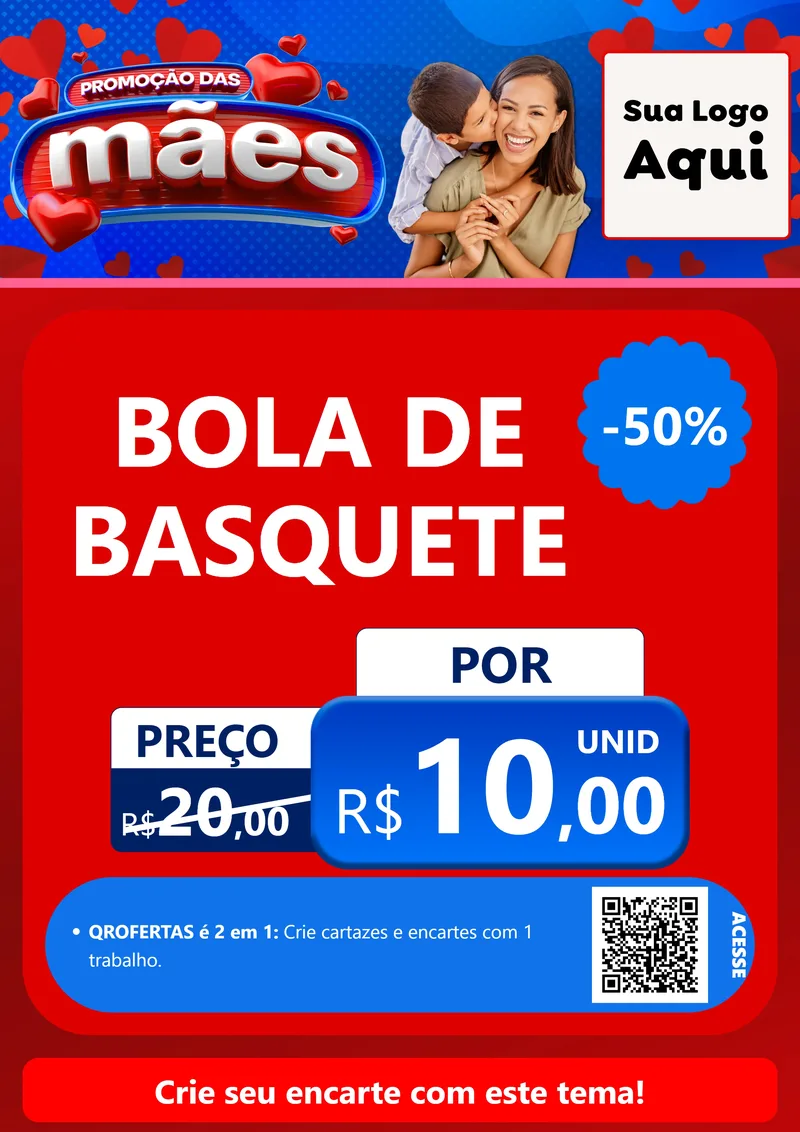 Modelo de Cartaz para Cartaz A4 Vertical com o tema Promoção das Mães para Artigos Esportivos