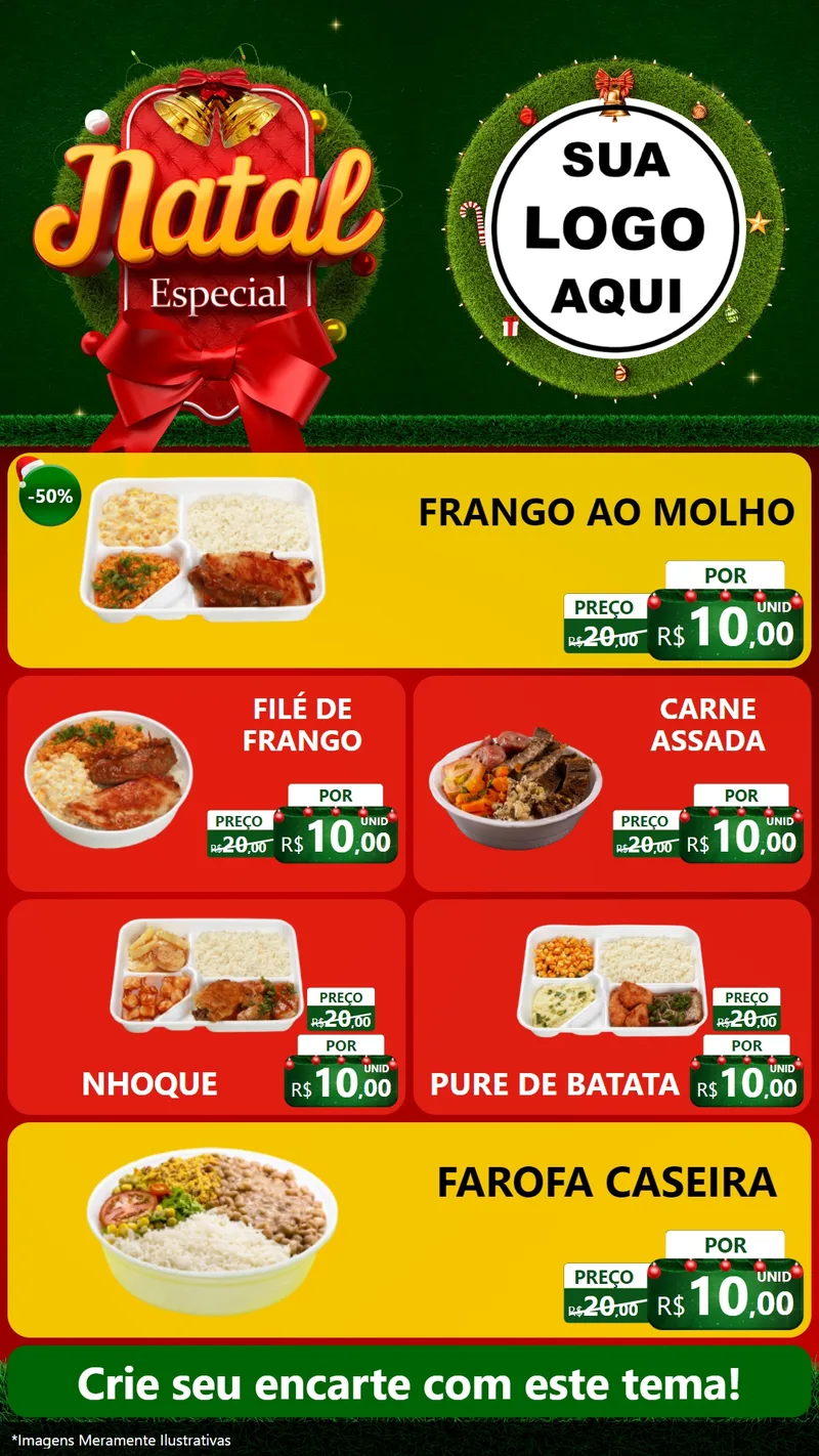 Modelo de TV para TV Vertical com o tema Natal Especial para Restaurante