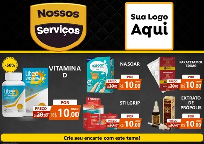 Modelo de Encarte para Encarte A4 Horizontal com o tema Nossos Serviços para Farmácia
