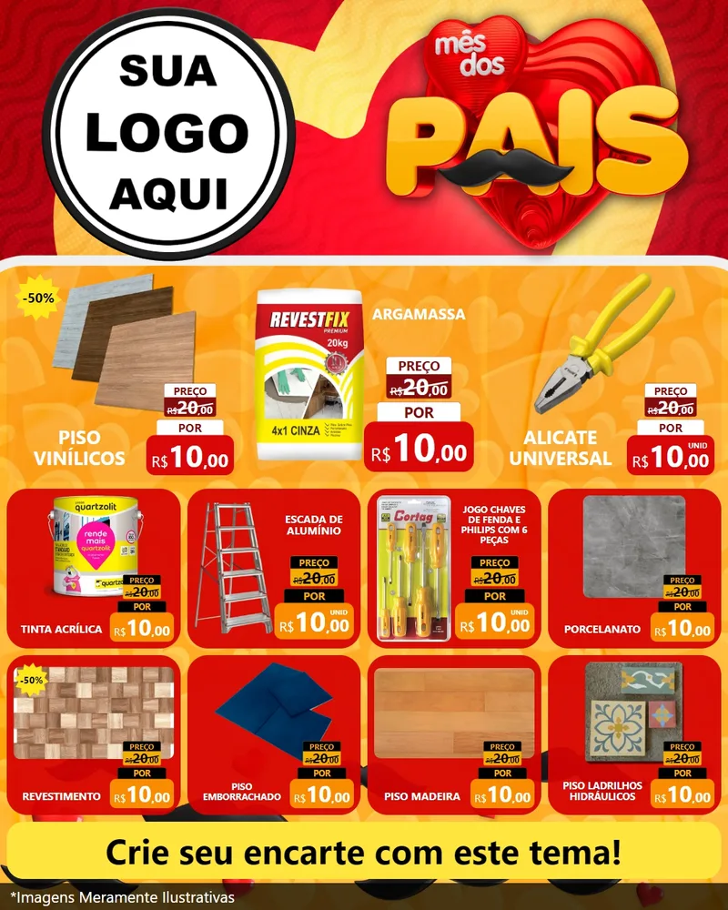 Modelo de Rede Social para Feed Instagram com o tema Mês Dos Pais para Material para Construção