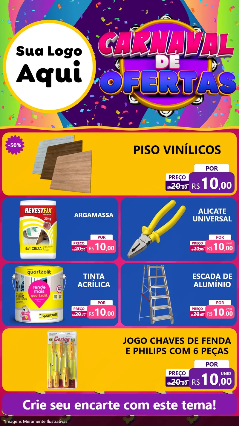 Modelo de TV para TV Vertical com o tema Carnaval de Ofertas para Material para Construção