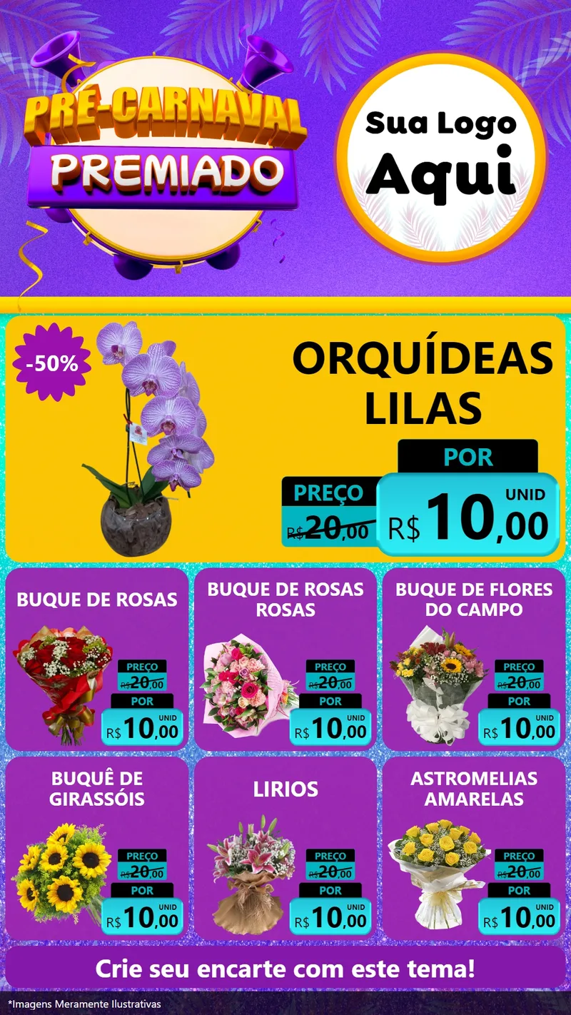 Modelo de Rede Social para Stories com o tema Pré-Carnaval Premiado para Floricultura e jardim