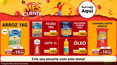Modelo de TV para TV Horizontal com o tema Mês do Cliente para Supermercado