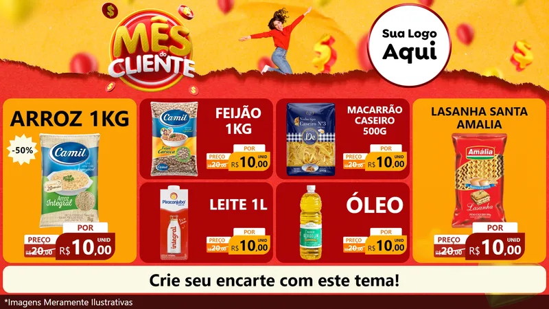 Modelo de TV para TV Horizontal com o tema Mês do Cliente para Supermercado
