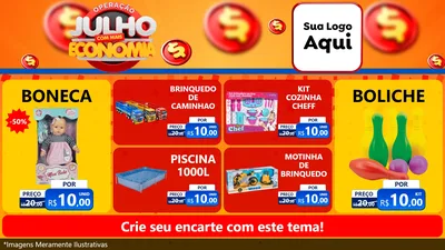 Modelo de TV para TV Horizontal com o tema Operação Julho Com Mais Economia para Brinquedos