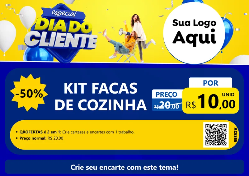 Modelo de Cartaz para Cartaz A4 Horizontal com o tema Especial Dia do Cliente para Utilidades Domésticas