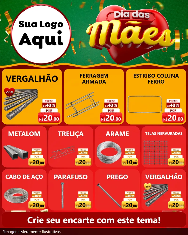 Modelo de Rede Social para Feed Instagram com o tema Dia das Mães para Ferragens