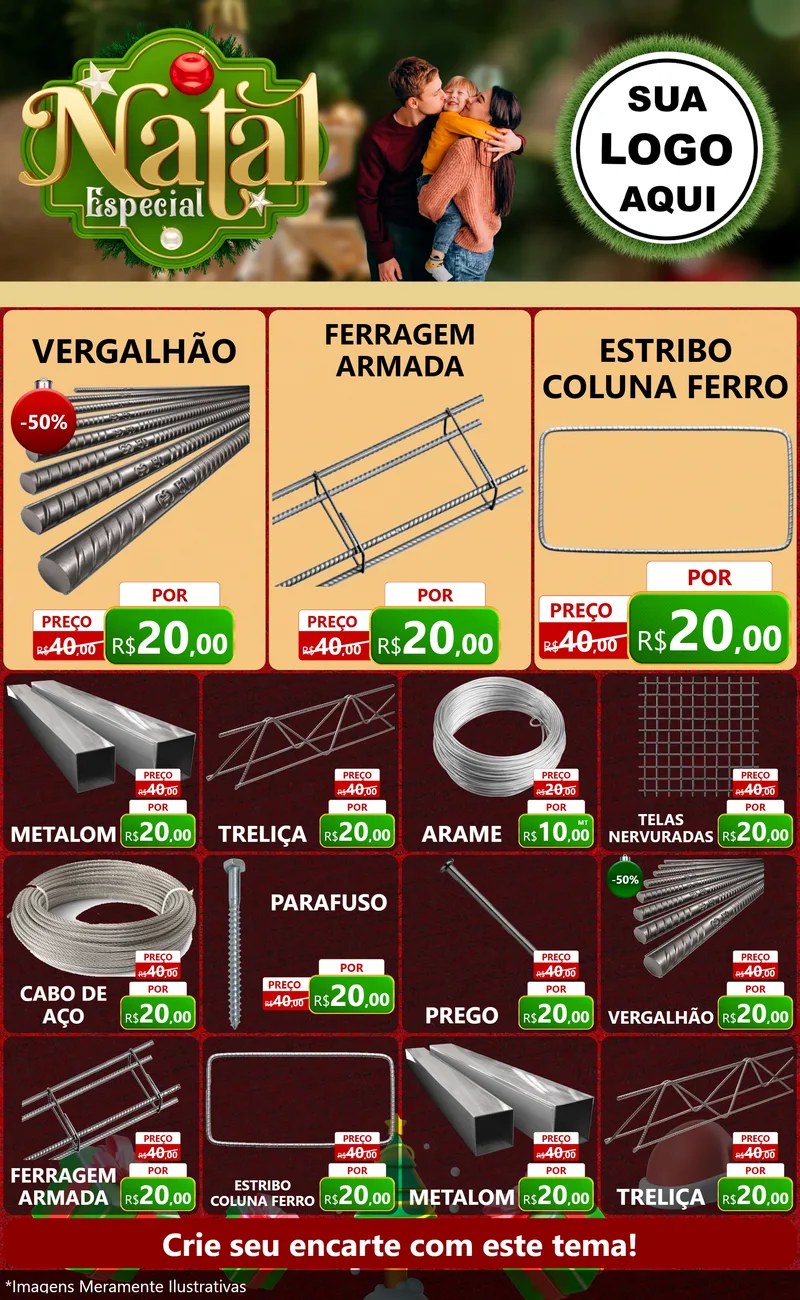 Modelo de Encarte para Encarte Grande com o tema Natal Especial para Ferragens