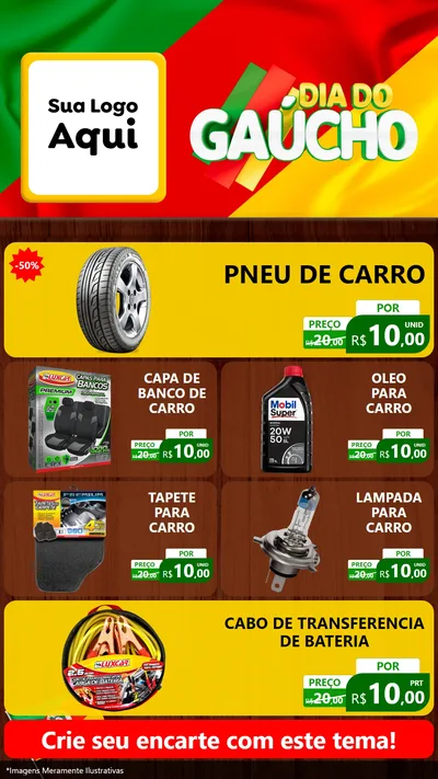 Modelo de TV para TV Vertical com o tema Dia do Gaúcho para Auto peças