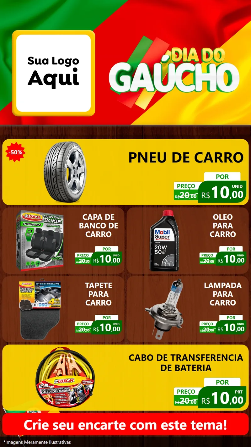 Modelo de TV para TV Vertical com o tema Dia do Gaúcho para Auto peças