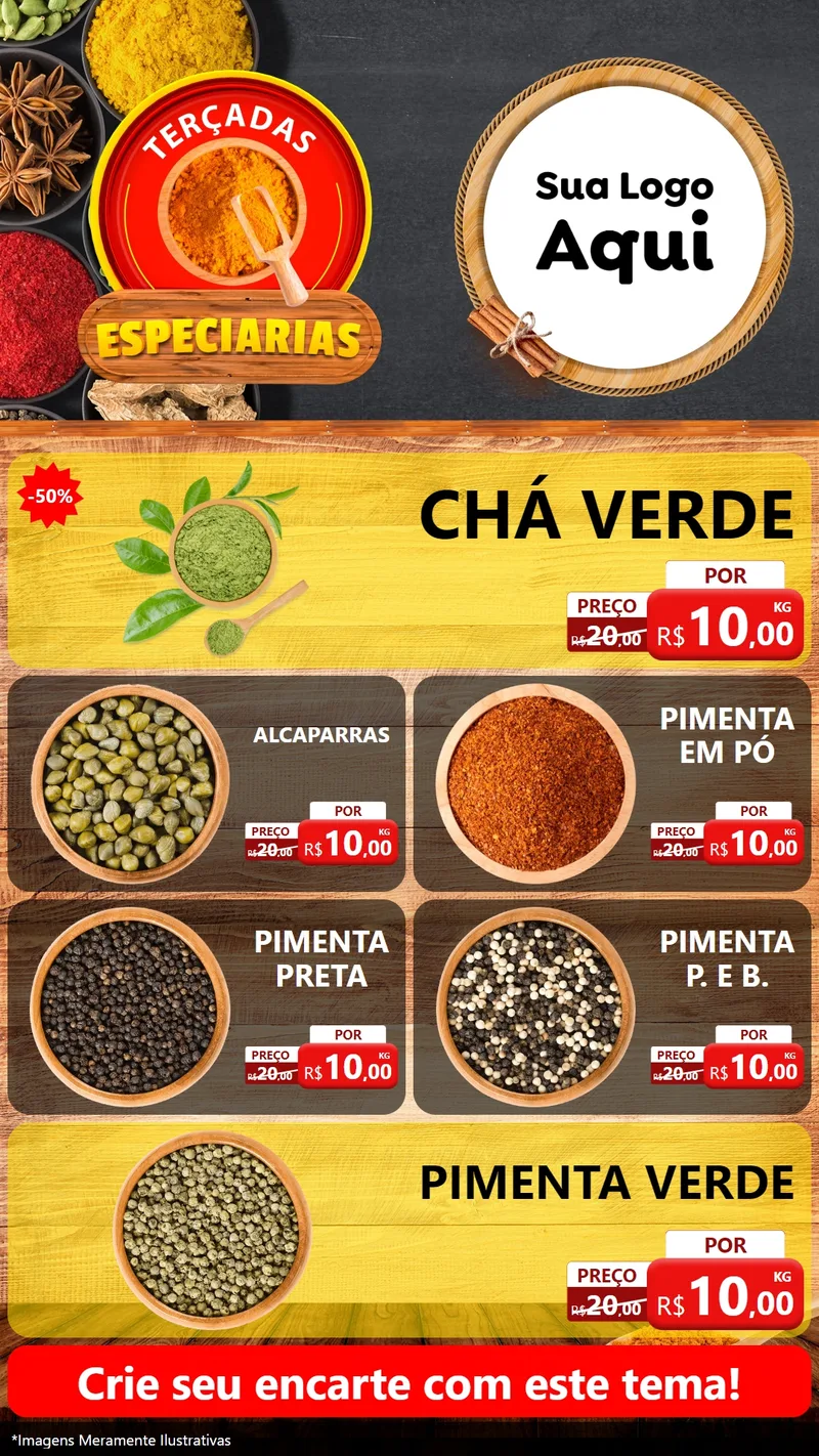 Modelo de TV para TV Vertical com o tema Terça das Especiarias para Produtos Naturais