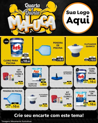 Modelo de Rede Social para Feed Instagram com o tema Quarta e Quinta Maluca para Produtos para Piscina
