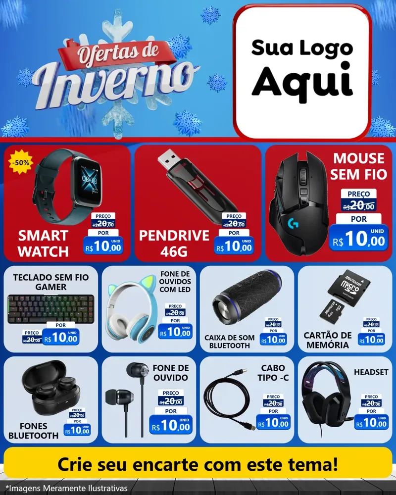 Modelo de Rede Social para Feed Instagram com o tema Ofertas de Inverno para Informática