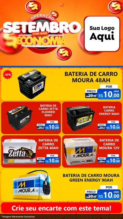 Modelo de TV para TV Vertical com o tema Operação Setembro Com Muita Economia para Baterias Elétricas