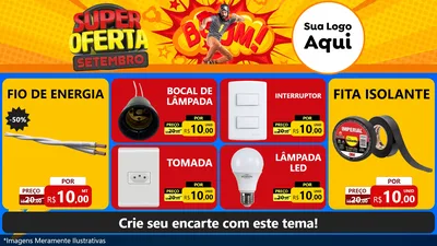 Modelo de TV para TV Horizontal com o tema Super Oferta Setembro para Materiais Elétricos