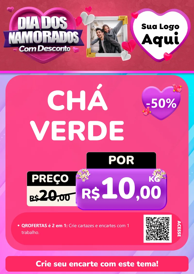 Modelo de Cartaz para Cartaz A4 Vertical com o tema Dia Dos Namorados Com Desconto para Produtos Naturais