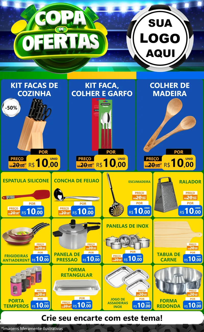 Modelo de Encarte para Encarte Grande com o tema Copa de Ofertas para Utilidades Domésticas