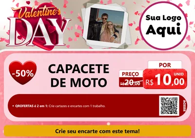 Modelo de Cartaz para Cartaz A4 Horizontal com o tema Valentine's Day para Moto peças