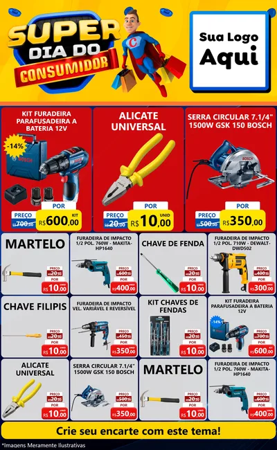 Modelo de Encarte para Encarte Grande com o tema Super Dia do Consumidor para Maquinas e Ferramentas