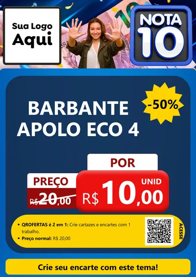 Modelo de Cartaz para Cartaz A4 Vertical com o tema Nota 10 para Armarinho e Aviamentos